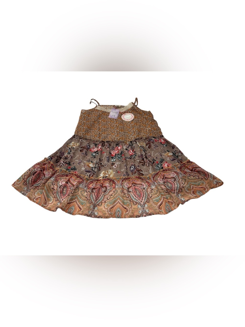 NWT Boho Floral Umgee Tiered Sundress in Brown and Rust